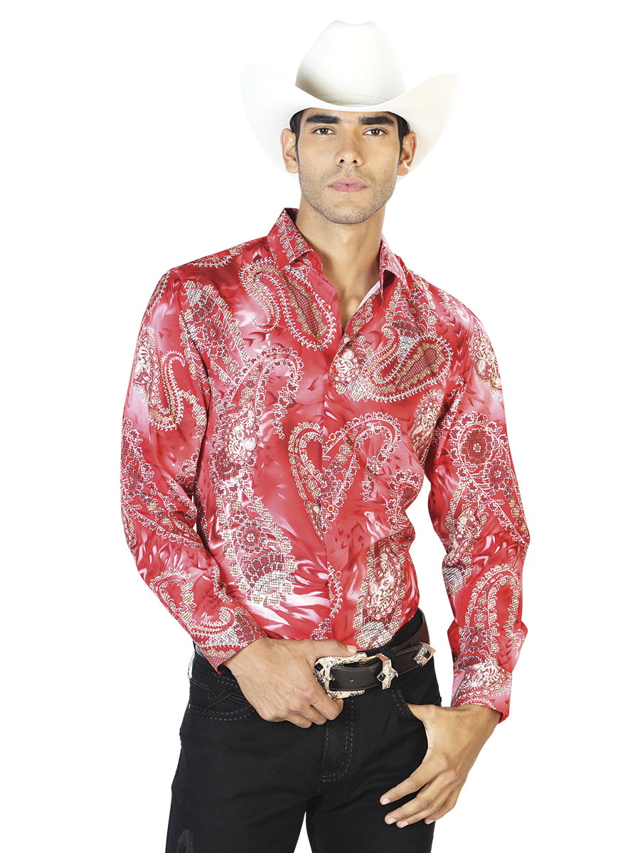 Red Casual Long Sleeve Shirt 43578