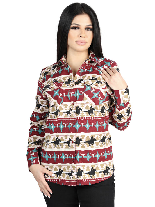 El General Black/Gold Casual Long-Sleeve Shirt  -  Burgandy 44480