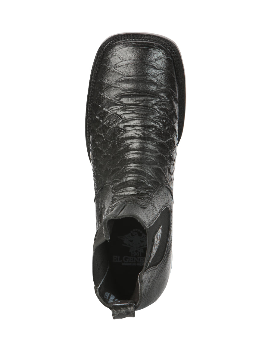 El General Men’s Python Imitation Black Ankle Boots 45093
