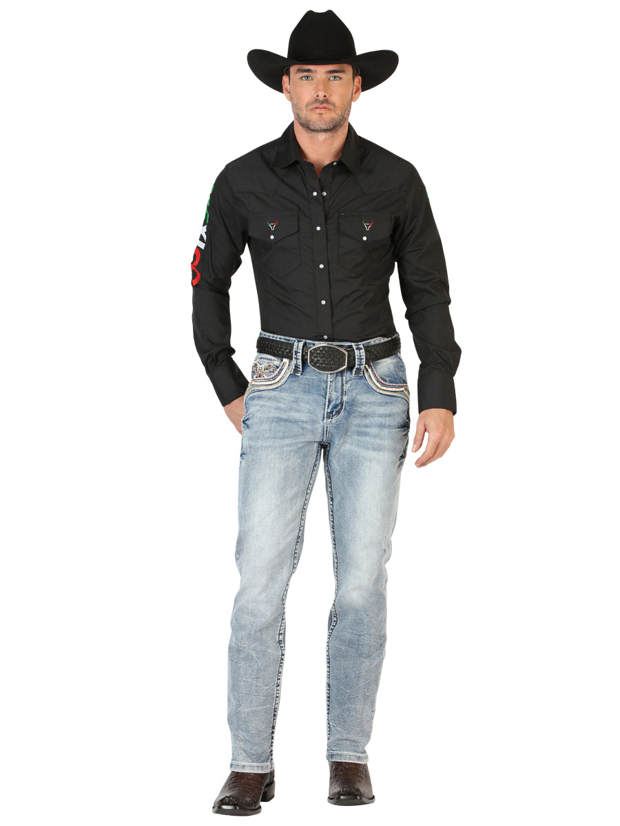 Centenario Men's Premium Denim Boot Cut Pants - Black 45532