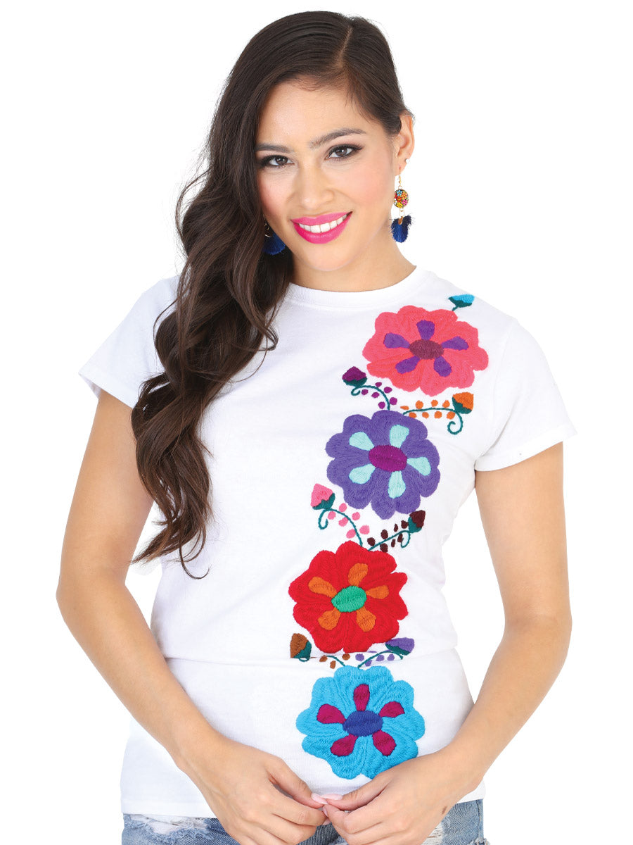 Artisanal Embroidered Sport T-Shirt 50% Cotton 50% Polyester  White 601987