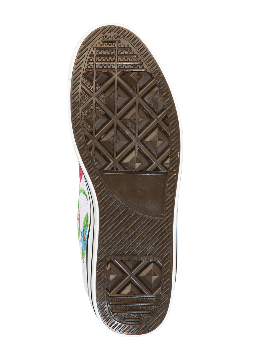 Artisanal Embroidered Sneakers Textile Canvas  White 602787