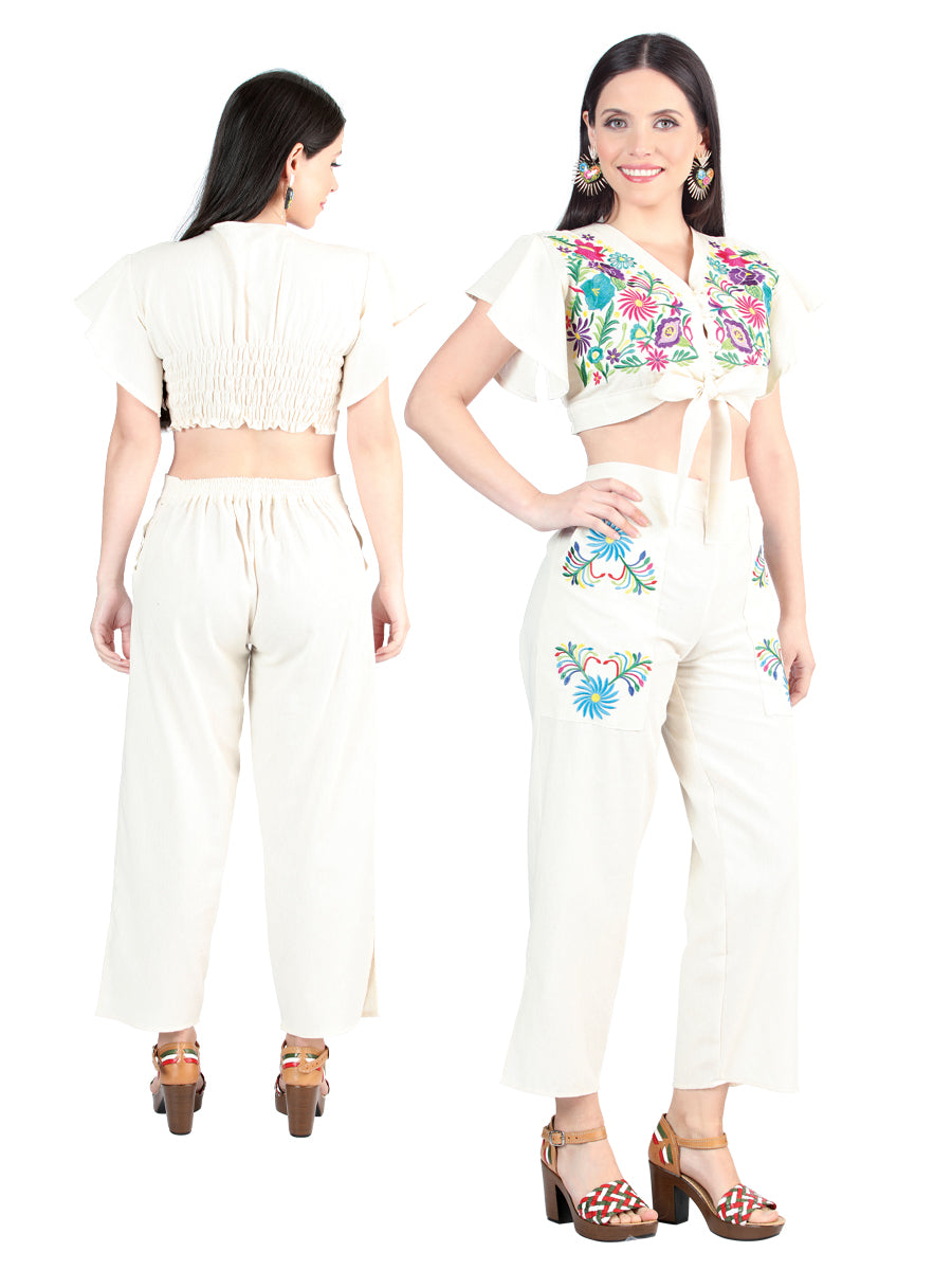 Artisanal Embroidered Set 100% Cotton Beige 603997