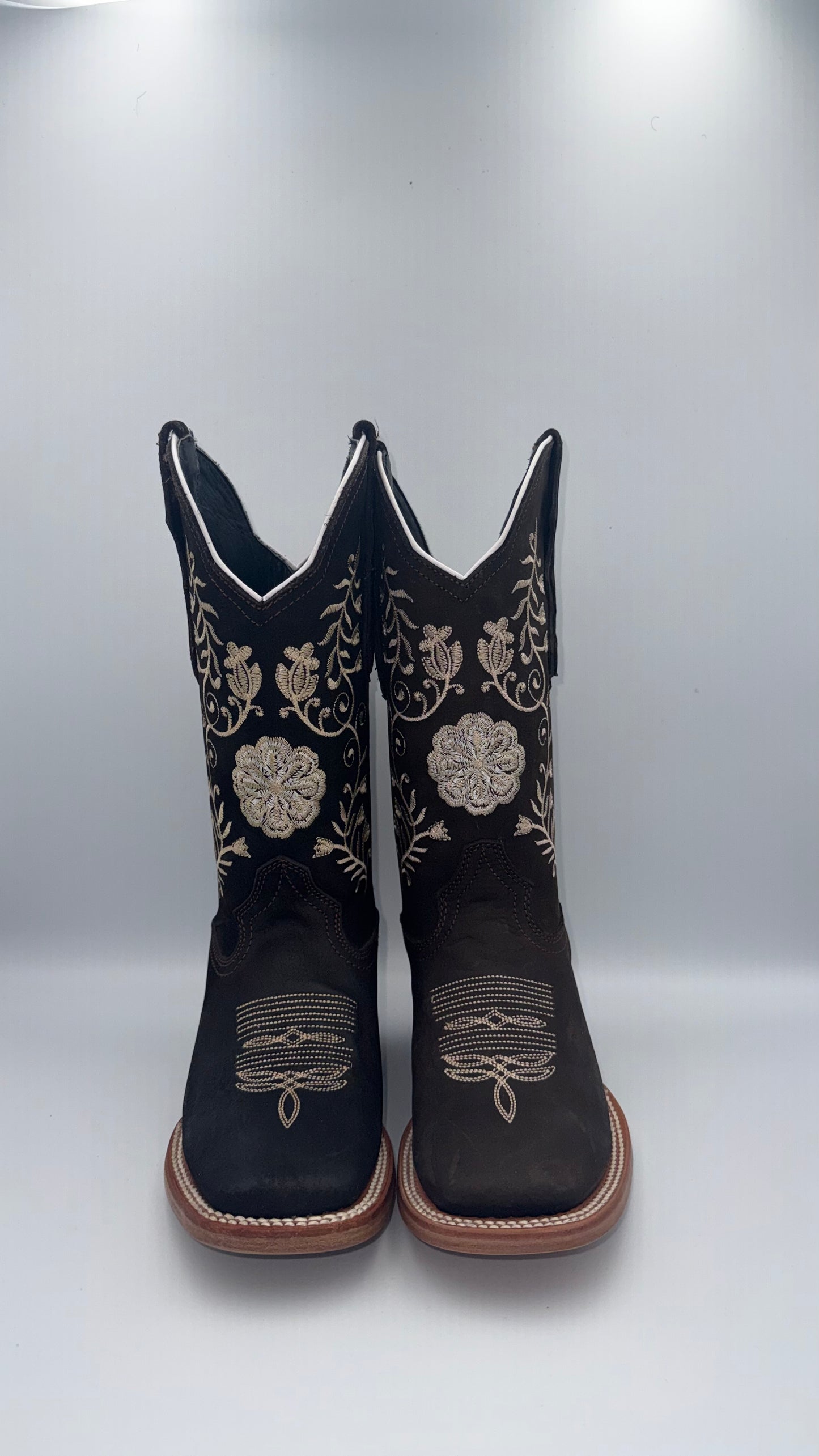 WOMEN'S FLOWER EMBROIDERED WESTERN BOOTS SQUARE TOE