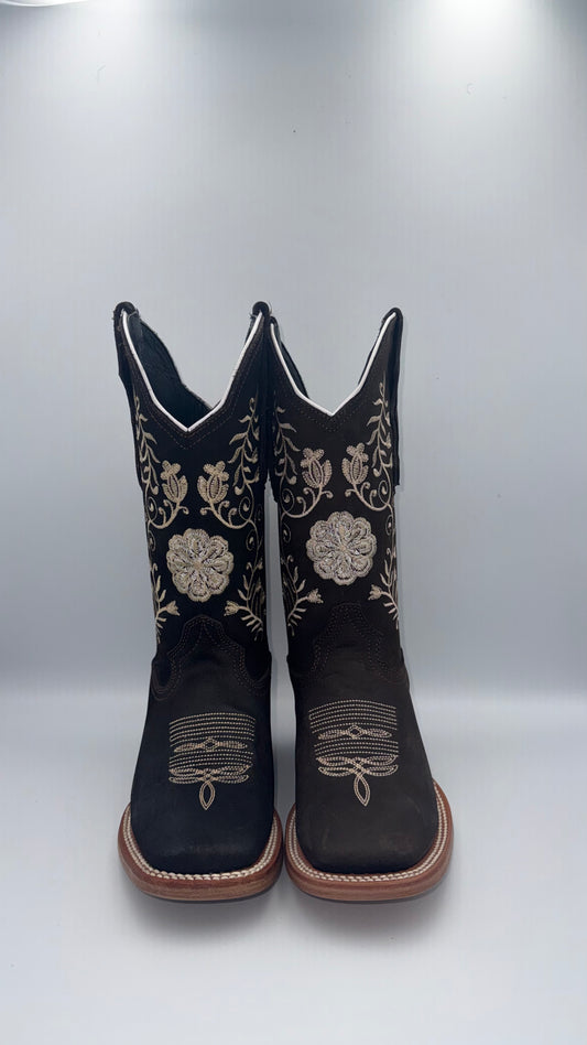 WOMEN'S FLOWER EMBROIDERED WESTERN BOOTS SQUARE TOE