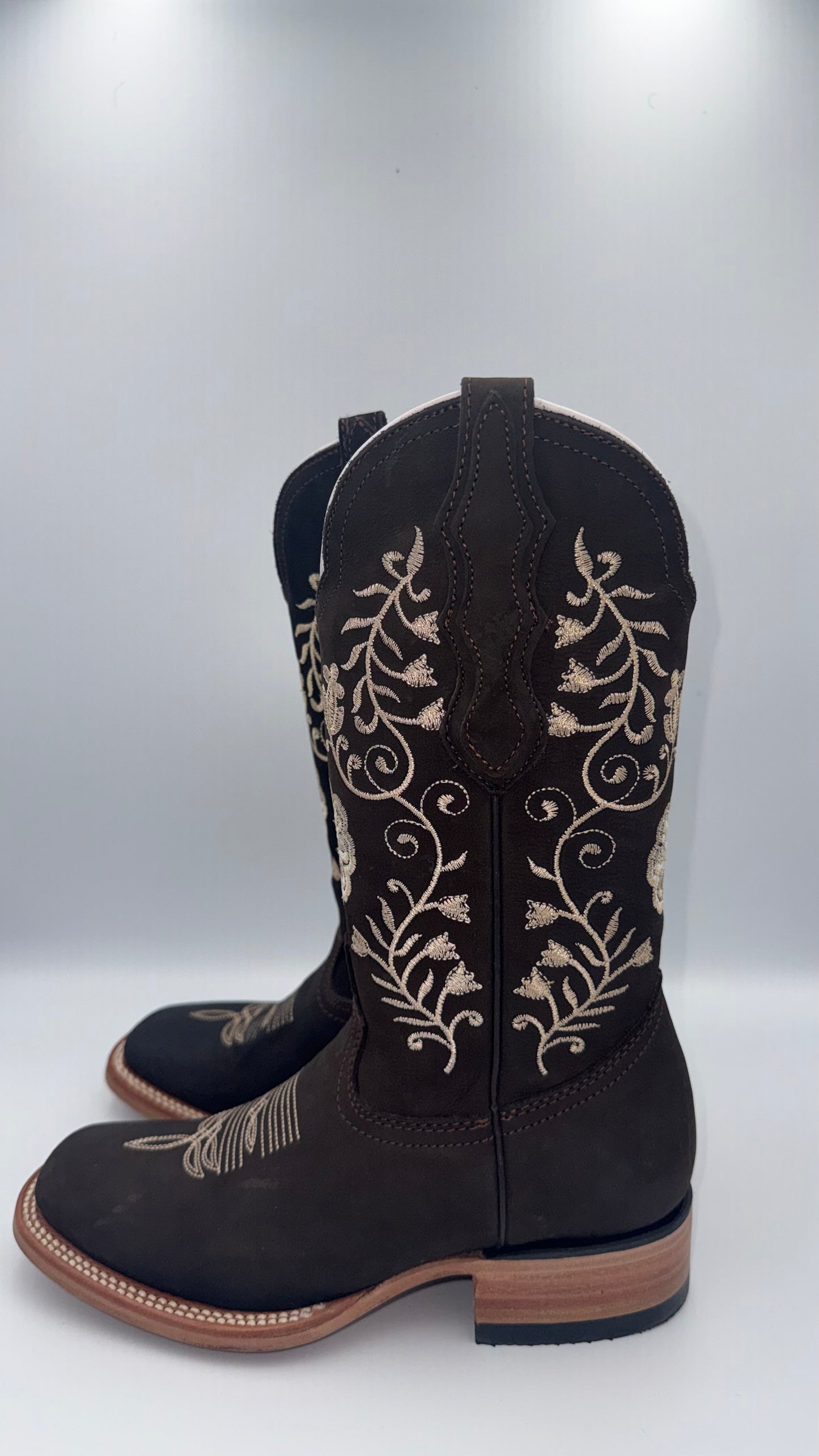 WOMEN'S FLOWER EMBROIDERED WESTERN BOOTS SQUARE TOE