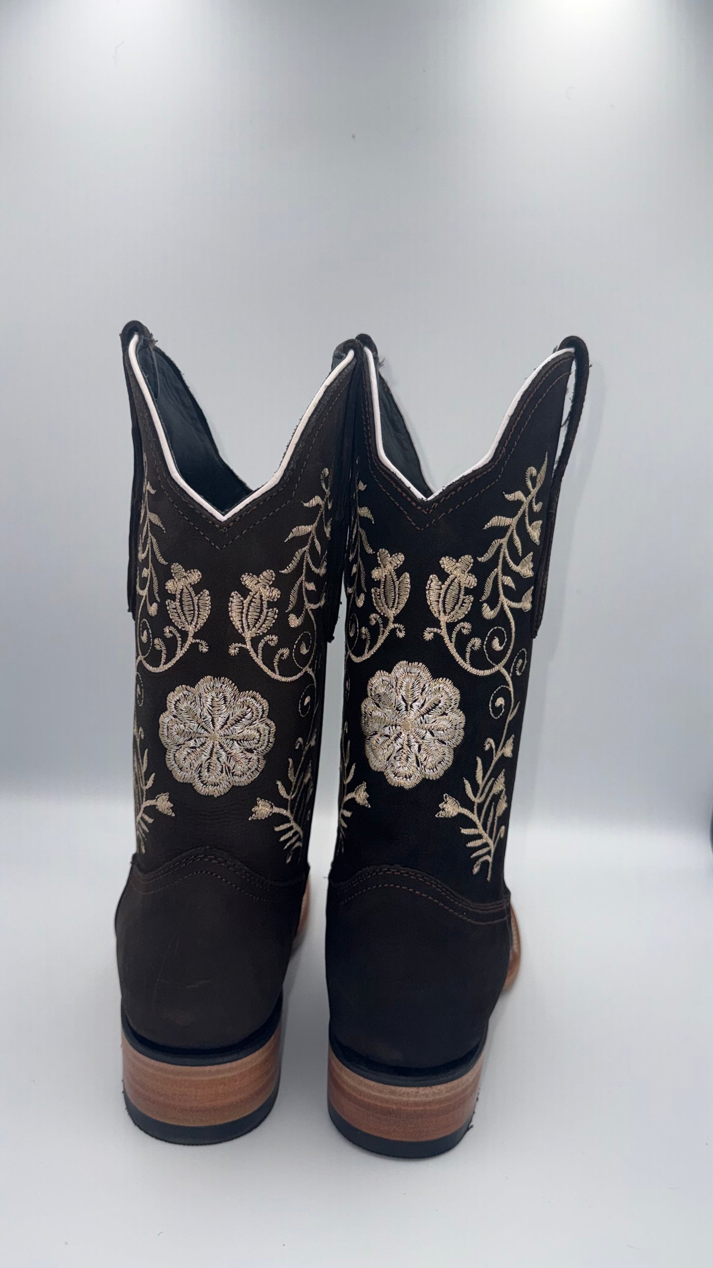 WOMEN'S FLOWER EMBROIDERED WESTERN BOOTS SQUARE TOE